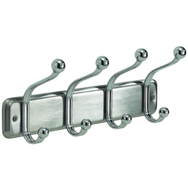Idesign York Lyra Hook Rack, 4-Hook, Steel, Chrome - 54170
