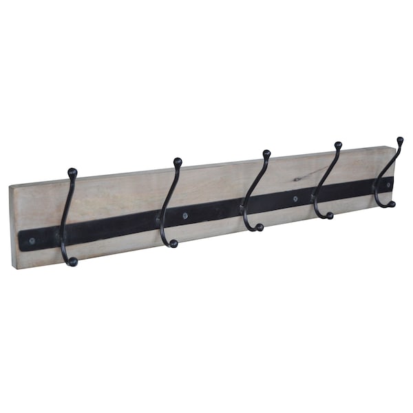 Amerihome 28in Mango Wood Coat Hanger with Iron Hooks - 27077088137