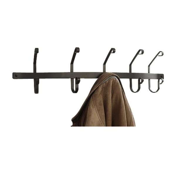 Village Wrought Iron Village Wrought Iron CT-WH-5 Wall Mounted Wrought Iron Coat Rack with 5 Hooks - CT-WH-5