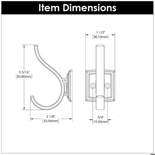 Hickory Hardware Dover Collection Hook 3/4 Inch Center to Center Matte Black Finish - H078774MB
