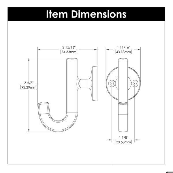Hickory Hardware Woodward Collection Hook 1-1/8 Inch Center to Center Champagne Bronze Finish - H077888CBZ