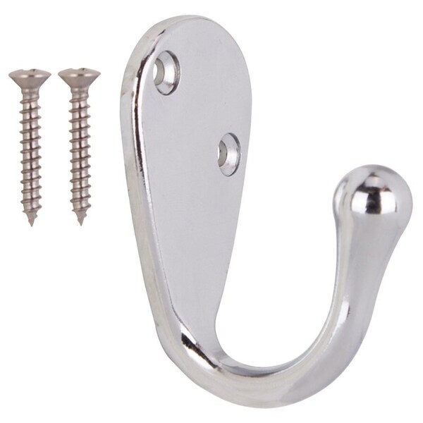 Prosource Coat and Hat Hook, 22 lb, 1-Hook, 1-1/8 in Opening, Zinc, Chrome - H63CH-PS