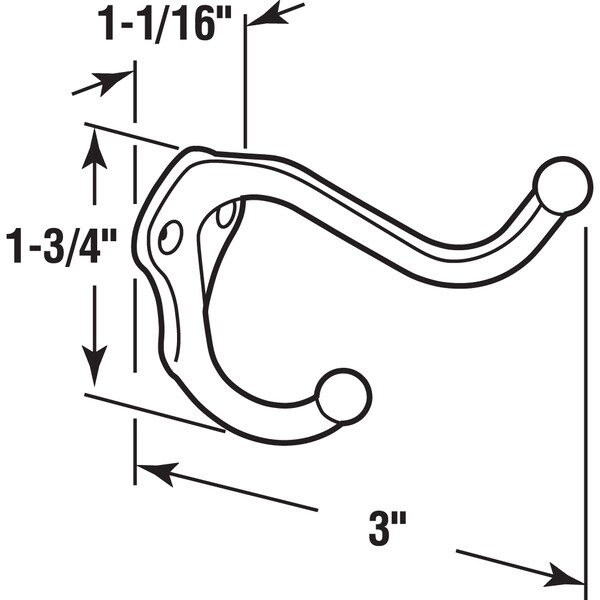 Prime-Line Coat Hook, 3 in. Projection, Cast Stainless Steel Construction Single Pack - 656-9537