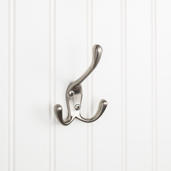 Elements By Hardware Resources 4" Satin Nickel Large Triple Prong Wall Mounted Hook - YT40-400SN