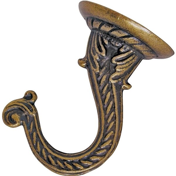Landscapers Select Ceiling Hook, 2.5 in L, Zinc Alloy, Antique Brass, Wall Mount Mounting - GB0073L