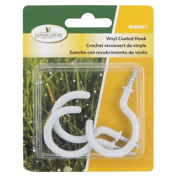 Landscapers Select Storage Hook, 1-27/64 L, 2-3/4 in H, Steel, White, Wall Mount Mounting - GB0263L