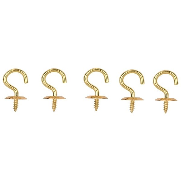 Prosource Cup Hook, 9/32 in Opening, 2.5 mm Thread, 15/16 in L, Brass, Brass - LR-382-PS