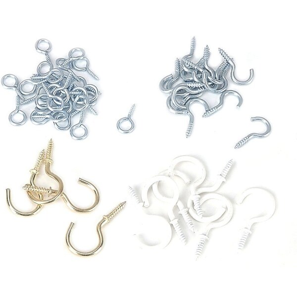 Prosource Cup Hook Set, Steel, Polished Brass/White Powder-Coated/Zinc - JL420023L