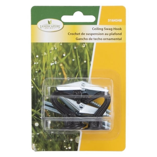 Landscapers Select Ceiling Hook, 1.5 in L, 1 Dia in H, Steel, Black Coated Finish, Wall Mount Mounting - GB0433L