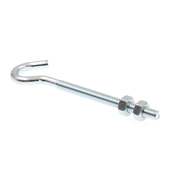 Prime-Line Clothesline Hooks With Nuts 1/4in-20 X 4-1/4in Zinc Plated Steel 10PK - 9069290