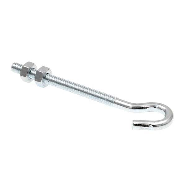 Prime-Line Clothesline Hooks With Nuts 1/4in-20 X 4-1/4in Zinc Plated Steel 10PK - 9069290