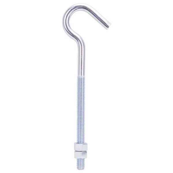 Prosource Hook Bolt, 9.3 mm Thread, 4 in L Thread, 7-1/4 in L, Steel, Zinc - LR326