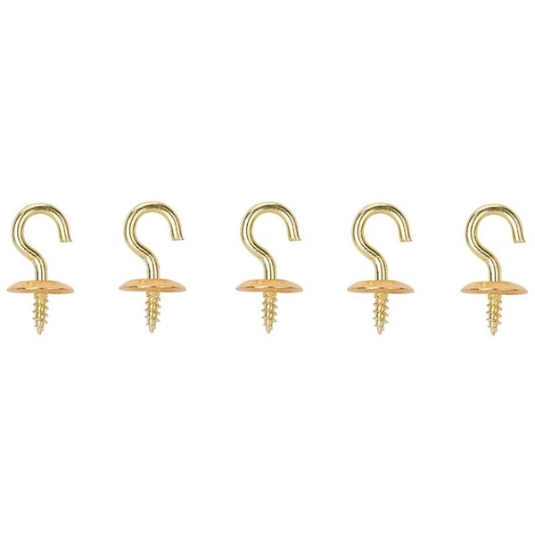 Prosource Cup Hook, 3/16 in Opening, 2.5 mm Thread, 3/4 in L, Brass, Brass - LR-381-PS