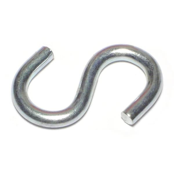 Midwest Fastener 3/16" x 1/2" x 1-3/4" Zinc Plated Steel Open S Hooks 10PK - 60707