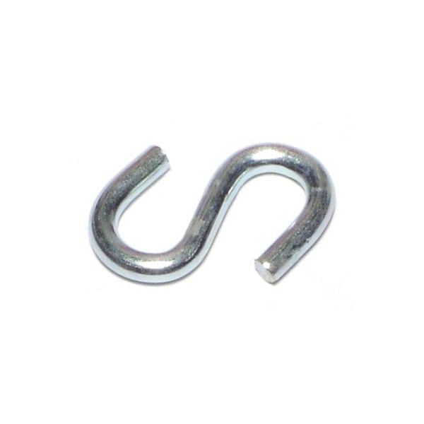 Midwest Fastener 1/8" x 3/8" x 1" Zinc Plated Steel Open S Hooks 100PK - 50992