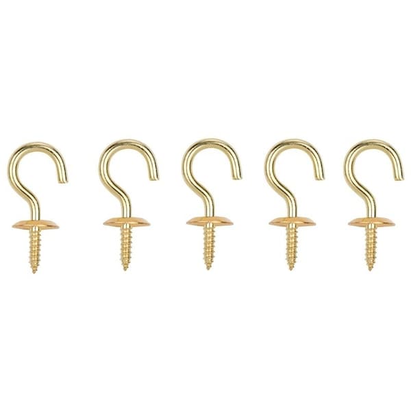 Prosource Cup Hook, 5/16 in Opening, 3 mm Thread, 1-1/8 in L, Brass, Brass - LR-383-PS