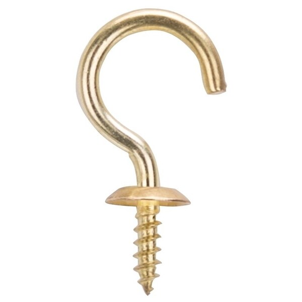 Prosource Cup Hook, 1/2 in Opening, 5 mm Thread, 1-1/4 in L, Brass, Brass - LR394