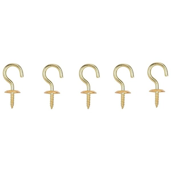 Prosource Cup Hook, 11/32 in Opening, 3.2 mm Thread, 1-1/4 in L, Brass, Brass - LR-391-PS