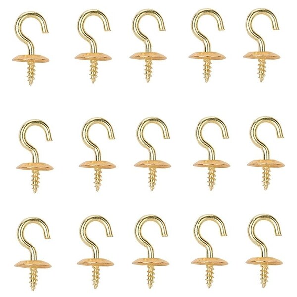 Prosource Cup Hook, 3/16 in Opening, 2.5 mm Thread, 3/4 in L, Brass, Brass - LR-388-PS