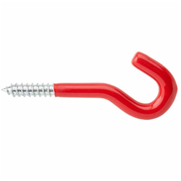 Work-Of-Art 0.31 x 4 - .50 in. Vinyl Coated Screw Hook, Red - WO697330