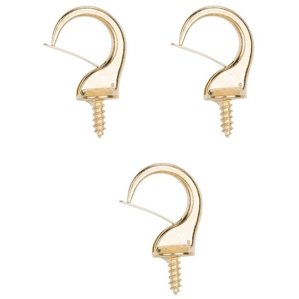 Prosource Cup Hook, 17/32 in Thread, 46 mm L, Zinc Alloy, Polished Brass - PH-122242-PS