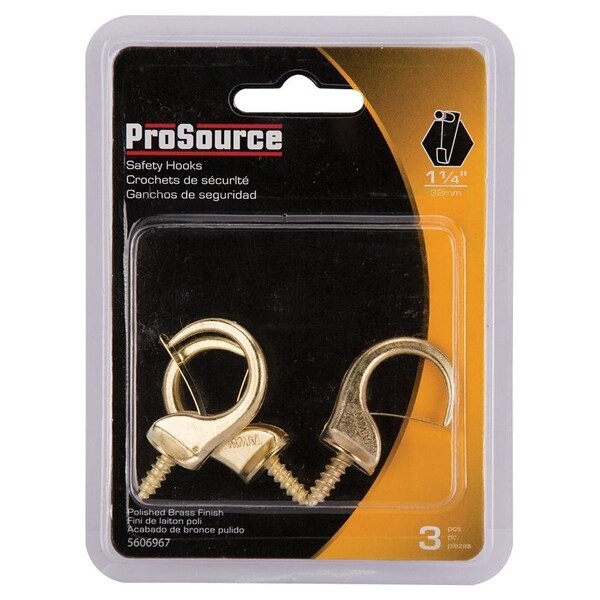 Prosource Cup Hook, 17/32 in Thread, 46 mm L, Zinc Alloy, Polished Brass - PH-122242-PS