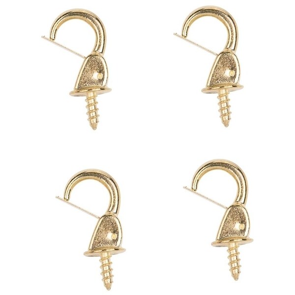 Prosource Cup Hook, 7/16 in Thread, 33 mm L, Zinc Alloy, Polished Brass - PH-122240-PS