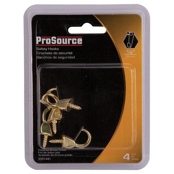 Prosource Cup Hook, 7/16 in Thread, 33 mm L, Zinc Alloy, Polished Brass - PH-122240-PS