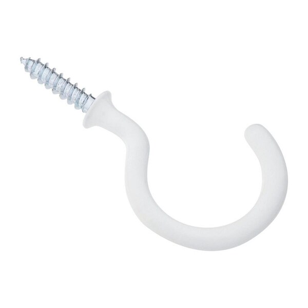 National Mfg Sales 1.5 in. Cup Steel Vinyl Hook, White, 2PK - 5705801