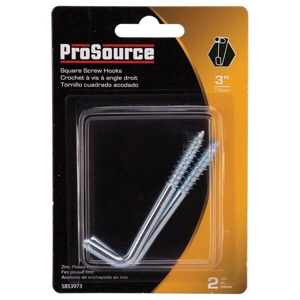 Prosource Screw Hook, 13/16 in Opening, 6.5 mm Thread, 3 in L, Steel, Zinc - LR-395-PS
