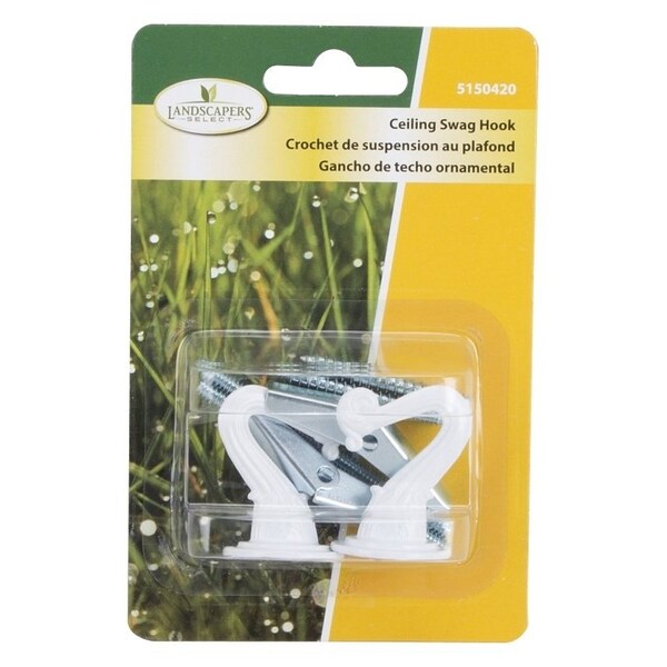 Landscapers Select Ceiling Hook, 1-17/32 in H, Zinc, White, Ceiling Mount Mounting - GB0423L
