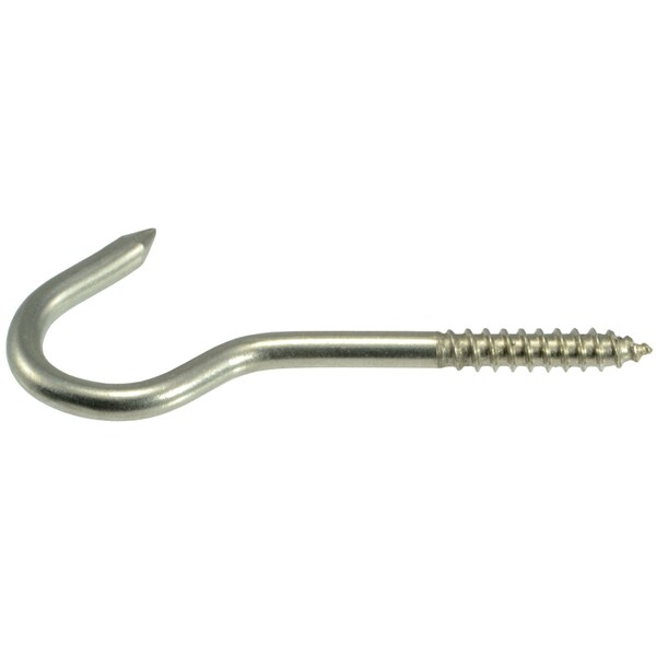 Midwest Fastener 5/16" x 1-3/64" x 4-1/2" 18-8 Stainless Steel Screw Hooks 4PK - 32627