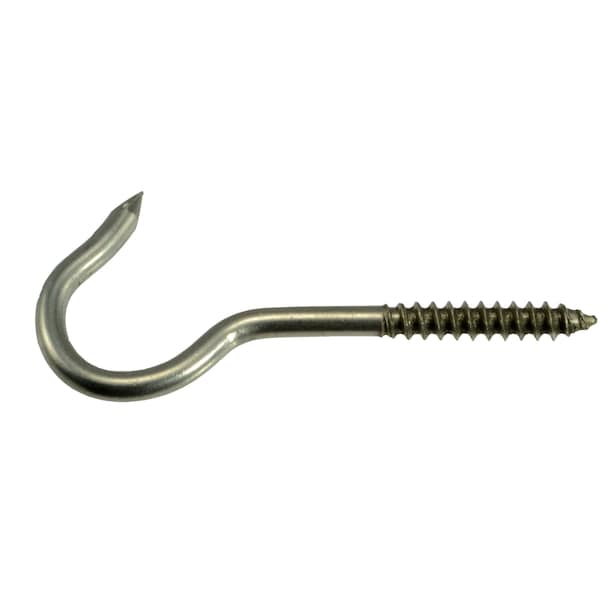 Midwest Fastener No. 12 x 3/16 x 53/64 x 3-3/8 18-8 Stainless Steel Screw Hooks 6PK - 32625