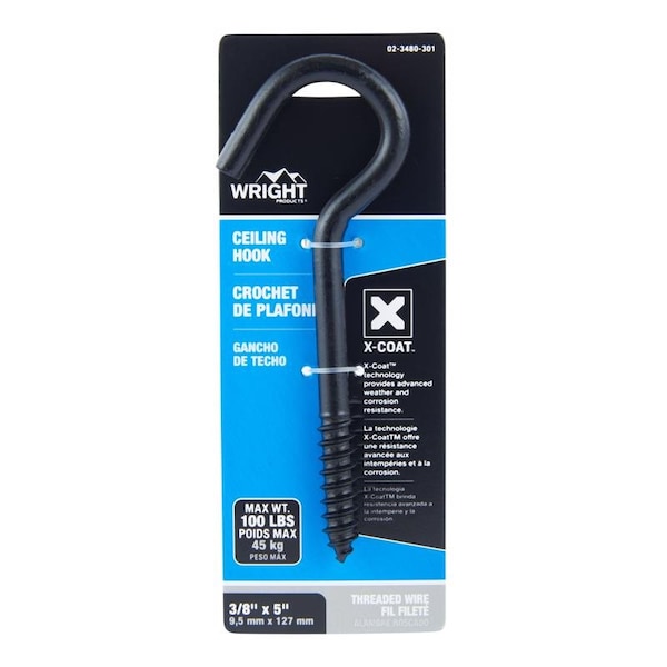 Wright Wright Medium Matte Black Steel 5 in. L Ceiling Hook 100 lb 1 pk - 02-3480-301