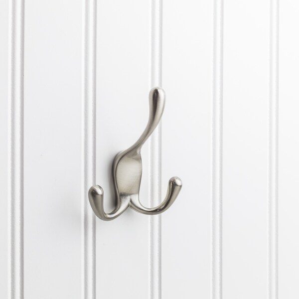 Elements By Hardware Resources 4" Satin Nickel Large Concealed Triple Prong Wall Mounted Hook - YT40C-400SN