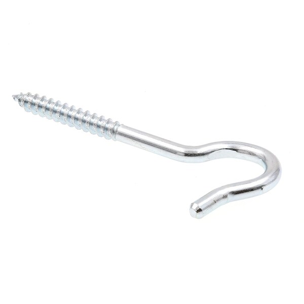 Prime-Line Round Bend Screw Hooks, 1/4 in. X 4-1/8 in., Zinc Plated Steel, PK10 - 9068359