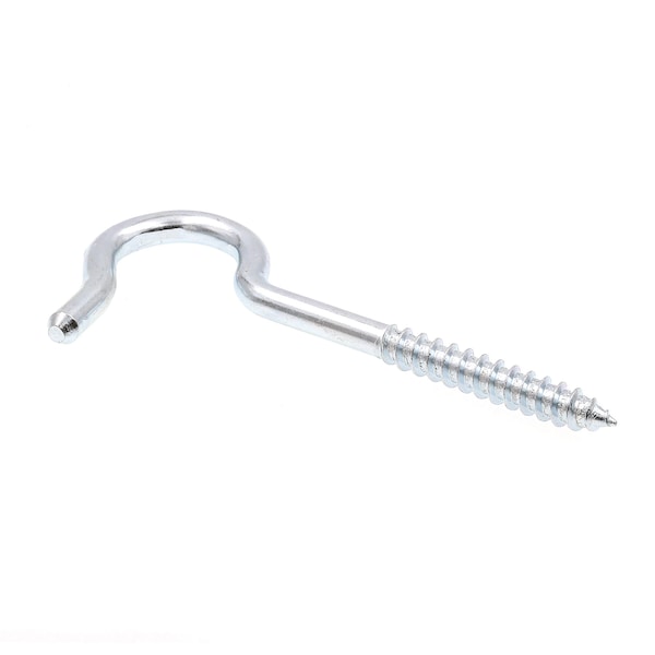 Prime-Line Round Bend Screw Hooks, 1/4 in. X 4-1/8 in., Zinc Plated Steel, PK10 - 9068359