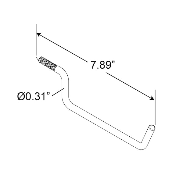 Prime-Line Screw-In Ladder Hook, 7-3/4 in., Steel Rod, Gray Rubber Coating, PK2 - MP11370-2