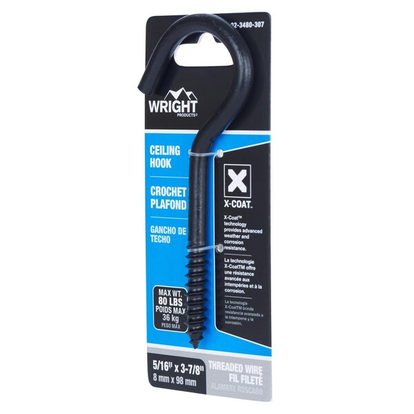 Wright Wright Medium Matte Black Steel 3-7/8 in. L Ceiling Hook 80 lb 1 pk - 02-3480-307
