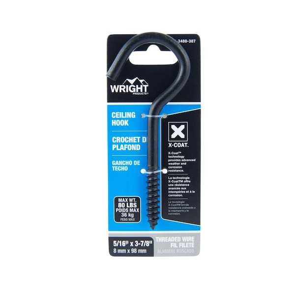Wright Wright Medium Matte Black Steel 3-7/8 in. L Ceiling Hook 80 lb 1 pk - 02-3480-307