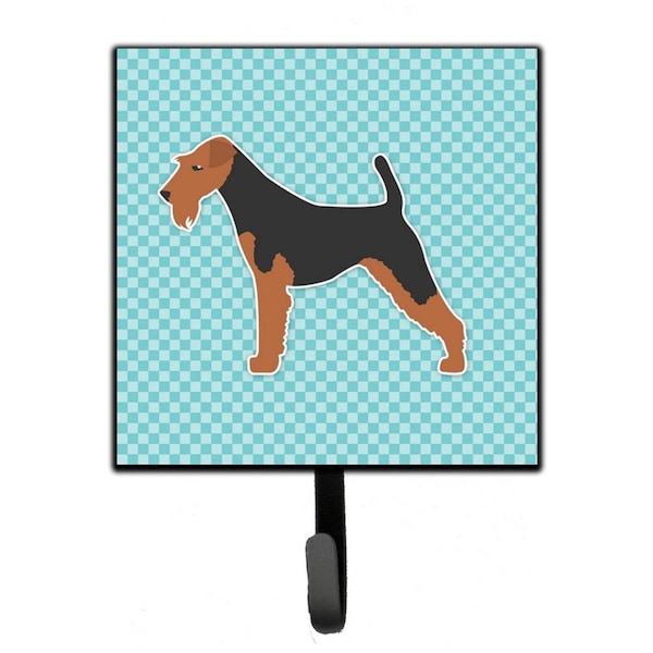 Carolines Treasures Welsh Terrier Checkerboard Blue Leash or Key Holder - BB3685SH4