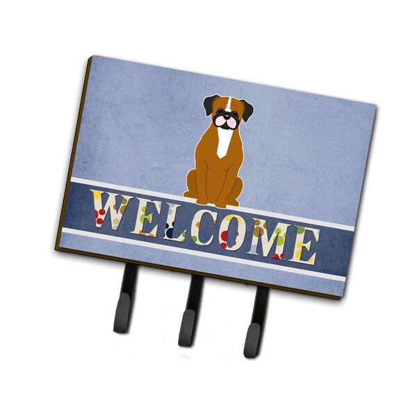 Carolines Treasures Flashy Fawn Boxer Welcome Leash or Key Holder - BB5697TH68