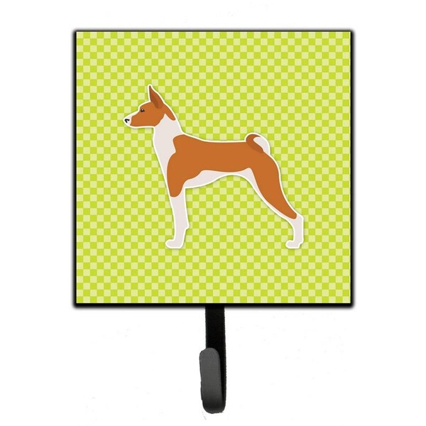 Carolines Treasures Basenji Checkerboard Green Leash or Key Holder - BB3874SH4