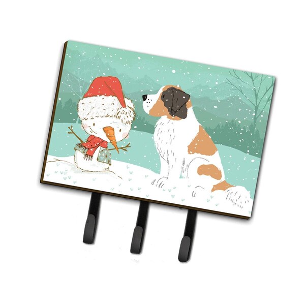 Carolines Treasures Saint Bernard Snowman Christmas Leash or Key Holder - CK2050TH68