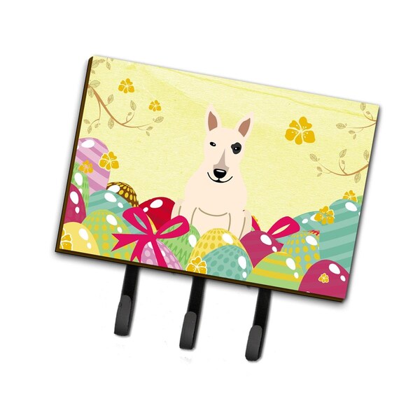 Carolines Treasures Easter Eggs Bull Terrier White Leash or Key Holder - BB6138TH68