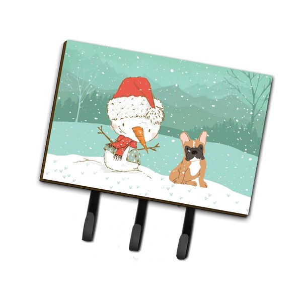 Carolines Treasures Fawn French Bulldog Snowman Christmas Leash or Key Holder - CK2086TH68