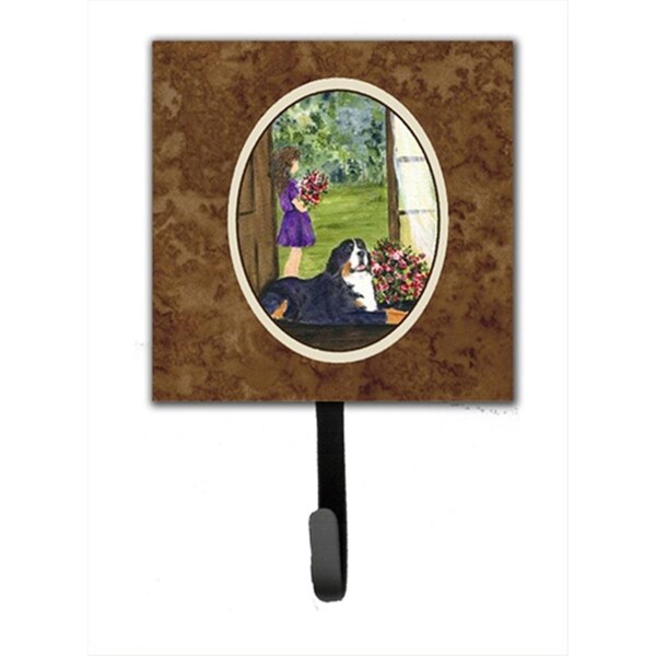 Jensendistributionservices 4.25 x 6 in. Little Girl with Her Bernese Mountain Dog Leash Or Key Hook - MI1713535