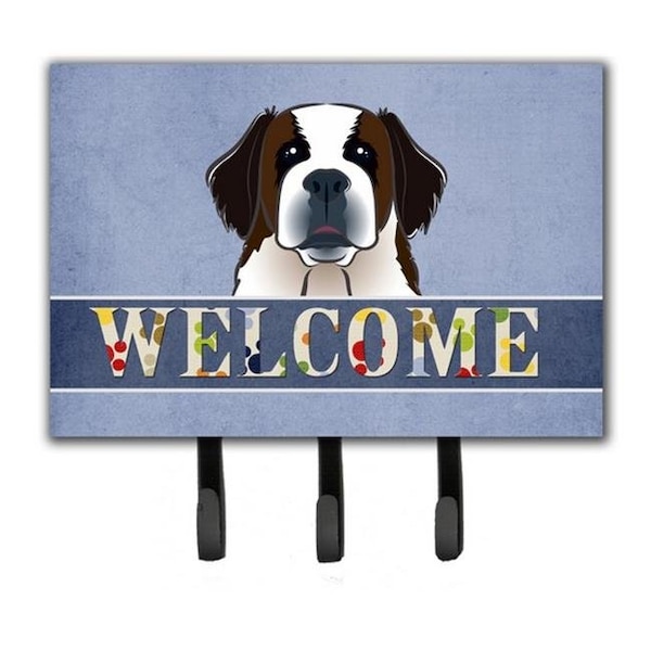 Carolines Treasures Carolines Treasures BB1432TH68 Saint Bernard Welcome Leash & Key Holder - BB1432TH68