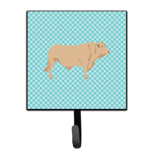 Carolines Treasures Charolais Cow Blue Check Leash or Key Holder - BB8000SH4