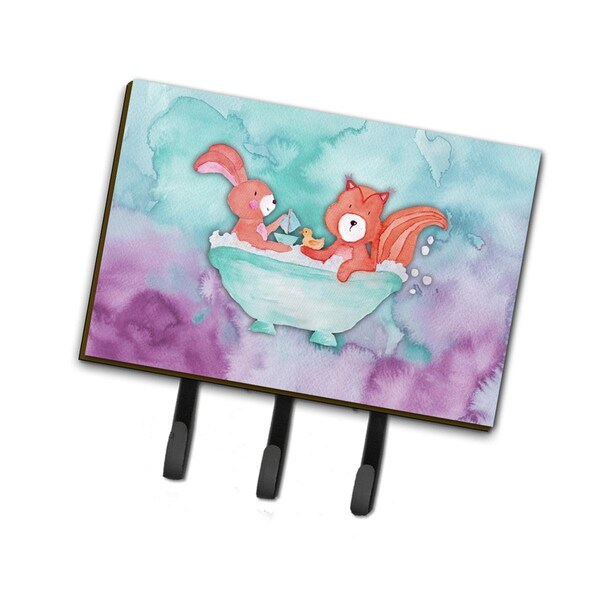 Carolines Treasures Rabbit & Squirrel Bathing Watercolor Leash or Key Holder - BB7348TH68